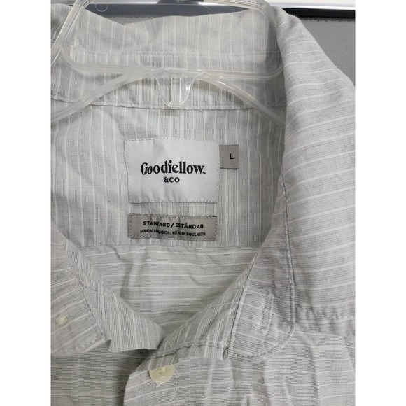 Goodfellow & Co. Men's Gray & White Striped Short Sleeve Button Up - Large - Picture 3 of 3